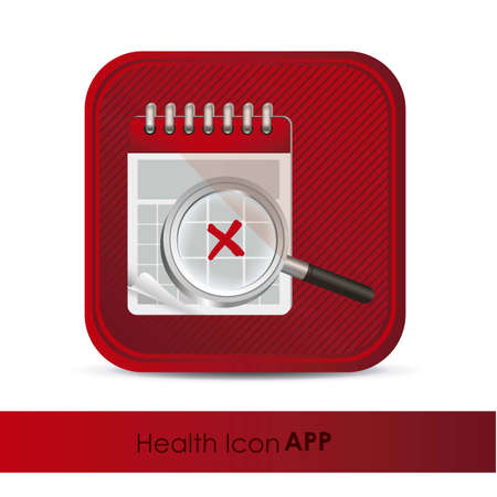 illustration of calendar application icon with calendar and magnifier, vector illustrationのイラスト素材
