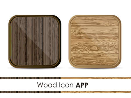 illustration of the application icon, Phone App, wood texture, vector illustrationのイラスト素材