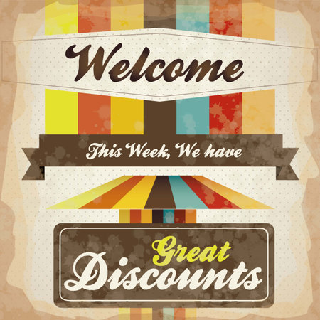 Illustration of Vintage Poster Art, discount poster,  in warm colors, vector illustrationのイラスト素材