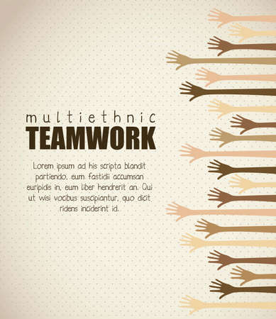 Illustration of multiethnic teamwork, people silhouettes in colors, vector illustrationのイラスト素材
