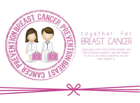 Illustration of breast cancer doctor, awareness ribbon, vector illustrationのイラスト素材