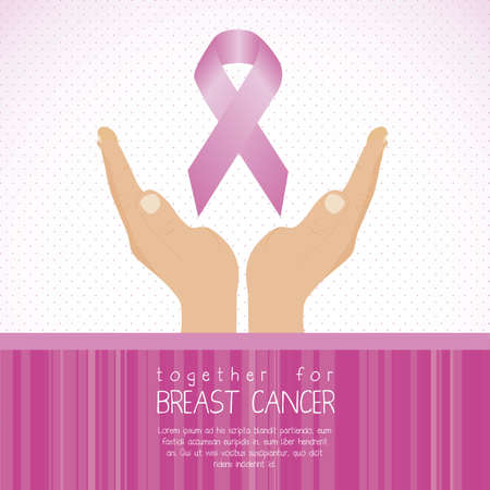 Illustration of breast cancer bag, awareness ribbon, vector illustrationのイラスト素材