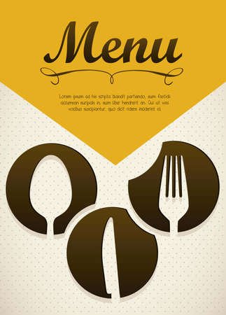illustration of restaurant menu with cutlery, vector illustrationのイラスト素材