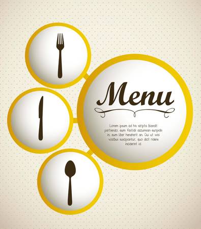 illustration of restaurant menu with cutlery, vector illustrationのイラスト素材