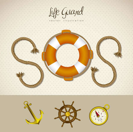 illustration of SOS icon, life guard, navigation icons, vector illustrationのイラスト素材