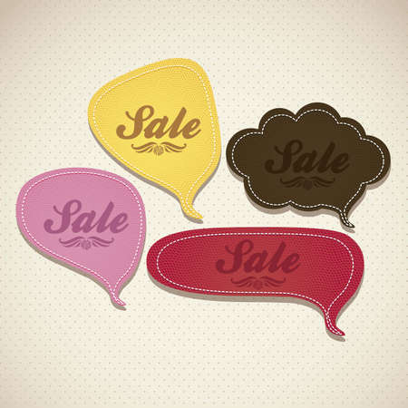 illustration of sale, with colorful text balloons, vector illustrationのイラスト素材