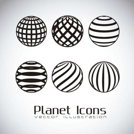 illustration of planet earth icons, in gray background, vector illustrationのイラスト素材