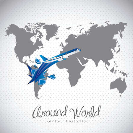 illustration of travel, air travel on world mapのイラスト素材