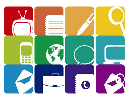 Illustration of business icons colore boxes, のイラスト素材