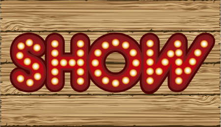 Illustration of showbiz, lettered sign with light bulbs.のイラスト素材