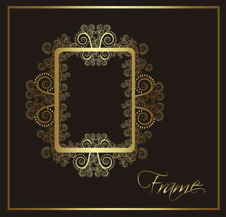 Illustration of golden frame of arabesques. のイラスト素材