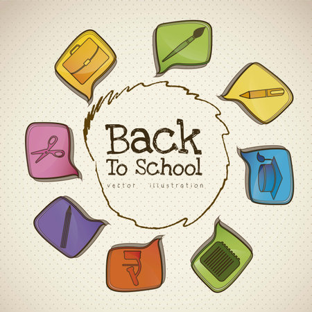 Illustration of school icons, student icons, back to class. のイラスト素材