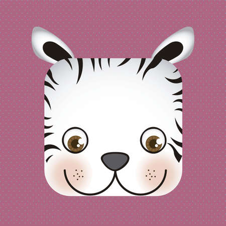 Animal icon, square head zebra with dotted background, vector illustrationのイラスト素材