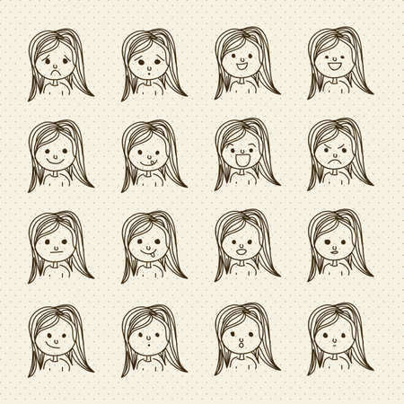 Illustration of expressions icons, with different gestures, vector illustrationのイラスト素材