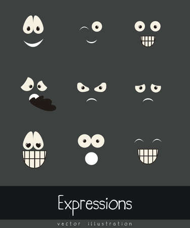 Illustration of expressions icons, with different gestures, vector illustrationのイラスト素材