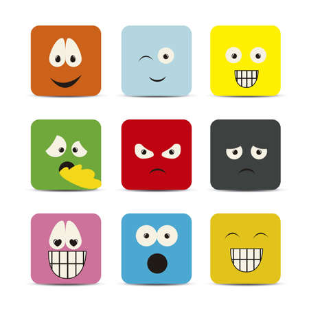 Illustration of expressions icons, with different gestures, vector illustrationのイラスト素材