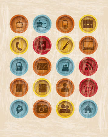 Illustration of retro business icons, silhouettes of icons, vector illustrationのイラスト素材