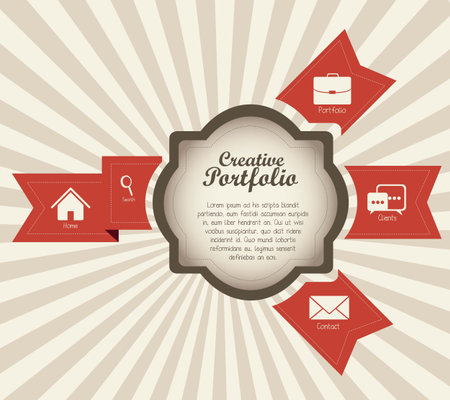 Illustration of  creative portfolio. Portfolio with icons. Vector illustrationのイラスト素材