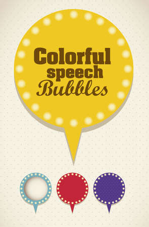 Illustration of retro speech bubbles. Colorful text balloons. Vector illustration
のイラスト素材