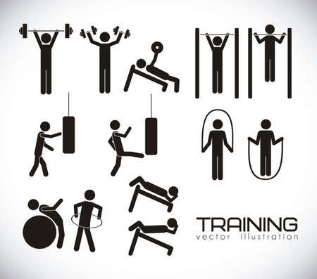 Illustration of gym icons, Gym icons set, vector illustrationのイラスト素材