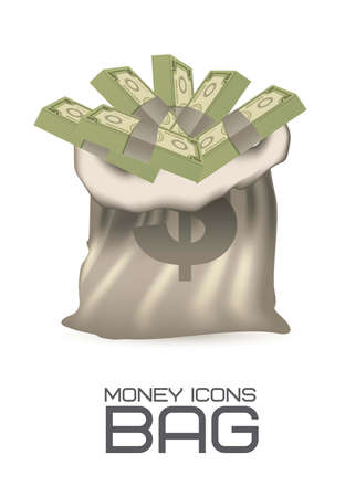 illustration of money icons. Bill bag illustrations, vector illustrationのイラスト素材