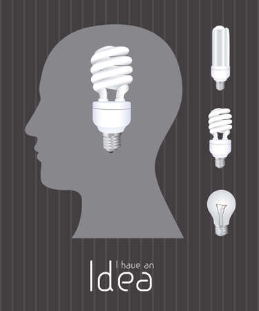 Silhouette of man with bulb representing an idea, vector illustrationのイラスト素材