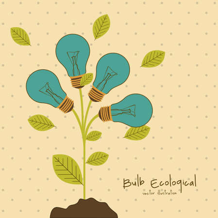 Illustration of bulb surrounded by plants and leaves, vector illustrationのイラスト素材