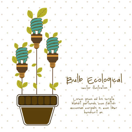 Illustration of eco bulb surrounded by plants and leaves, vector illustrationのイラスト素材
