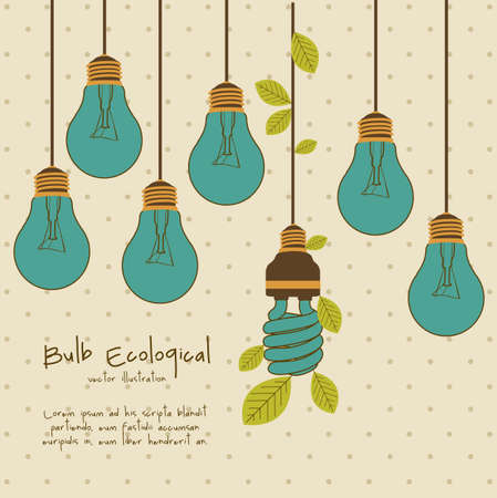 Illustration ecological, normal bulbs against energy saving bulbs, vector illustrationのイラスト素材
