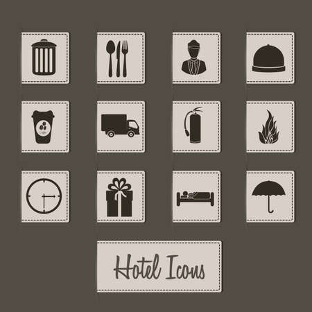 hotel icons illustration, food silhouettes, vector illustrationのイラスト素材
