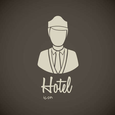 illustration of hotel icons, bellboy illustration, vector illustrationのイラスト素材