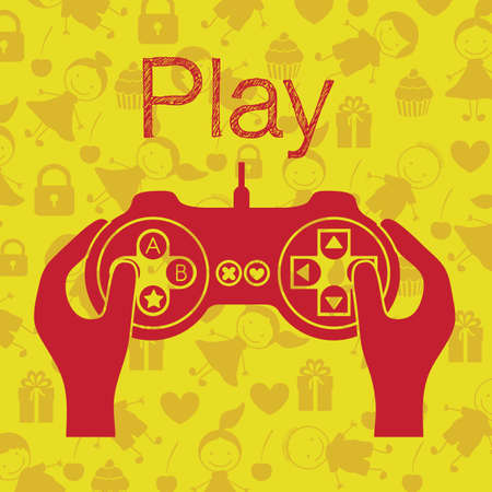 illustration of game controls, Videogames Silhouettes, vector illustrationのイラスト素材