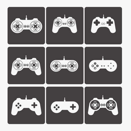 illustration of game controls, Videogames Silhouettes, vector illustrationのイラスト素材
