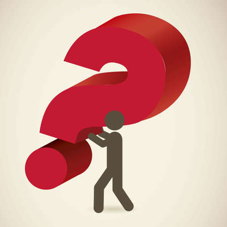 Icon of question, person pulling a Question, vector illustrationのイラスト素材