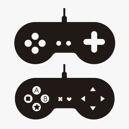illustration of game controls, Videogames Silhouettes, vector illustrationのイラスト素材