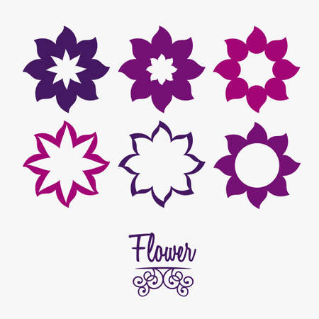 Illustration flowers icons, spring and valentines day, vector illustrationのイラスト素材