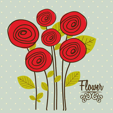 Illustration flowers icons, roses and valentines day, vector illustrationのイラスト素材