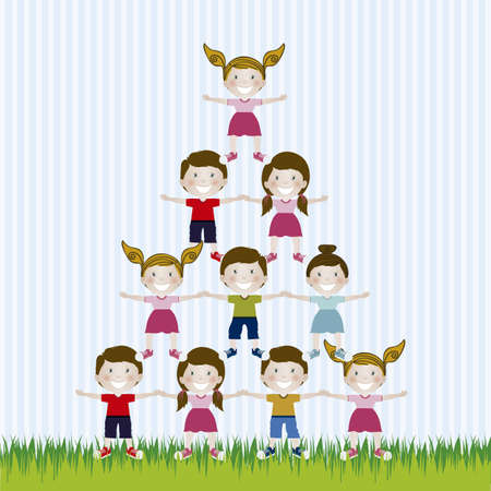 Illustration of kids team, in cartoon style and sketch, vector illustrationのイラスト素材
