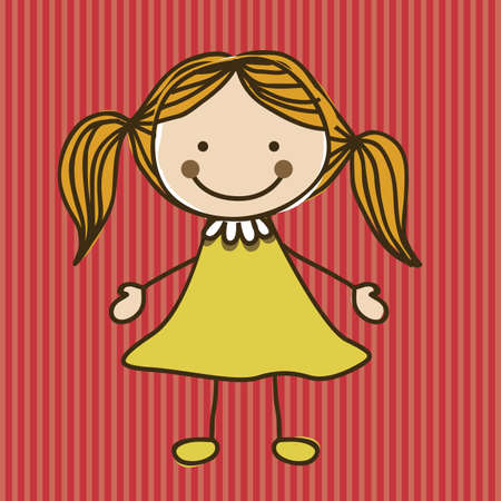 Illustration of girl, in cartoon style and sketch, vector illustrationのイラスト素材