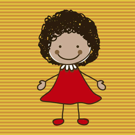 Illustration of girl, in cartoon style and sketch, vector illustrationのイラスト素材