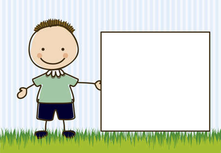 Illustration of boy, in cartoon style and sketch, vector illustrationのイラスト素材