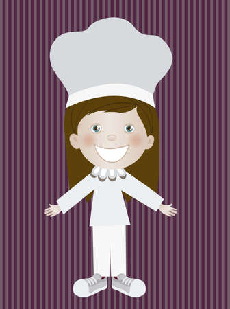 Illustration of chef woman, in cartoon style and sketch, vector illustrationのイラスト素材