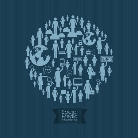 illustration of Social Media Infographic, with business and social networks infographic, vector illustrationのイラスト素材