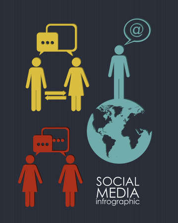 illustration of Social Media Infographic, with social networks infographic, vector illustrationのイラスト素材