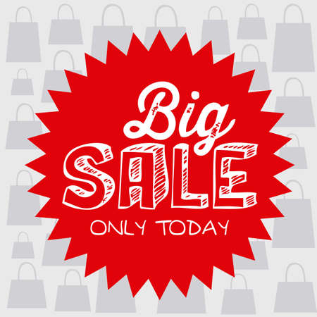 Illustration of  Big Sale label, in red color, vector illustrationのイラスト素材
