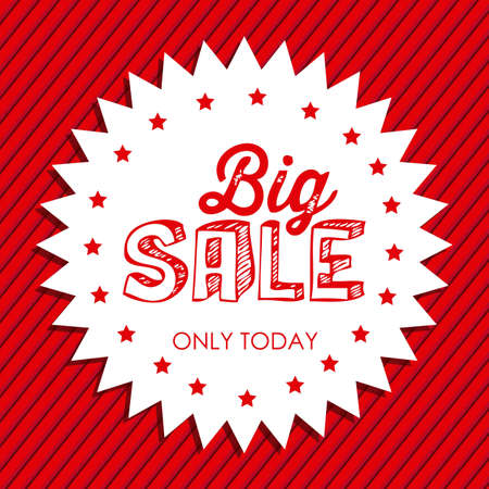 Illustration of  Big Sale label, in red color, vector illustrationのイラスト素材
