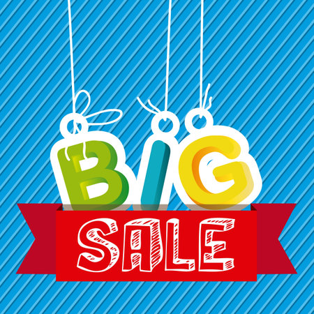 Illustration of  Big Sale label, in bright colors, vector illustrationのイラスト素材