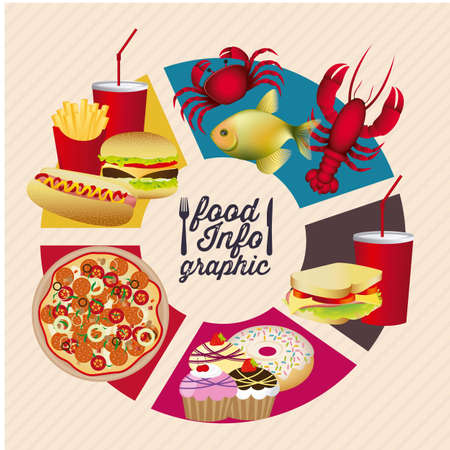 Illustration of food infographics, with food icons, vector illustrationのイラスト素材