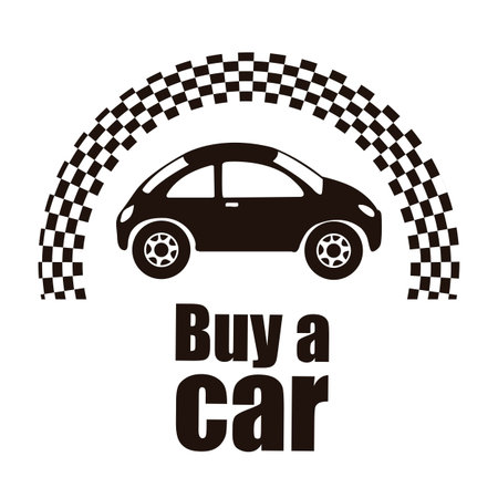 Illustration of buy a car label, car sale,  vector illustrationのイラスト素材