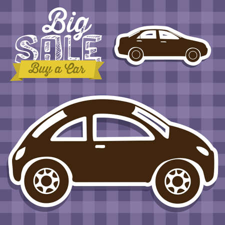 Illustration of  Big Sale label, Buy a car, vector illustrationのイラスト素材